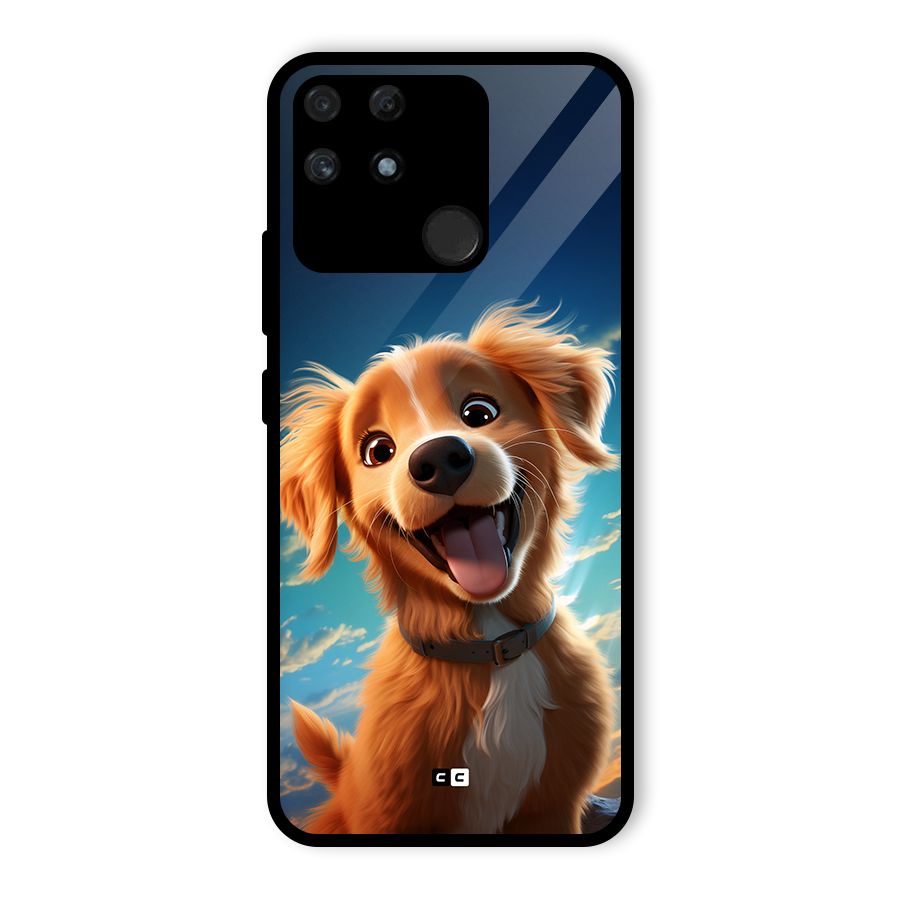 Happy Puppy Glass Back Case for Realme Narzo 50A