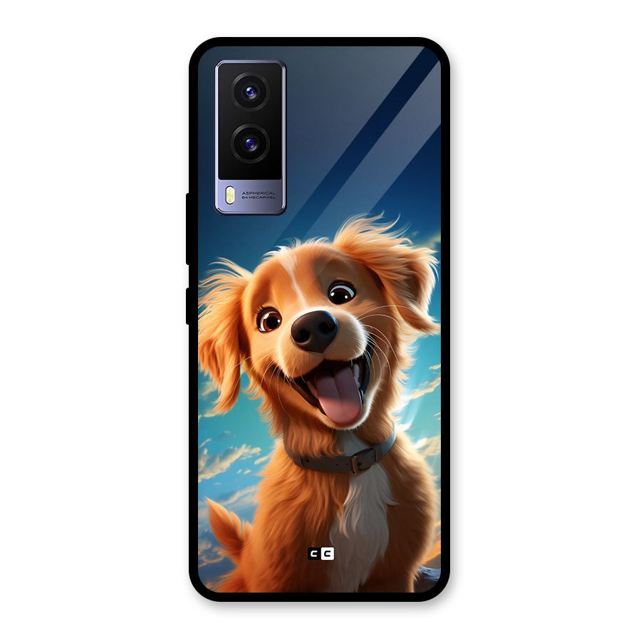 Happy Puppy Glass Back Case for Vivo V21e 5G
