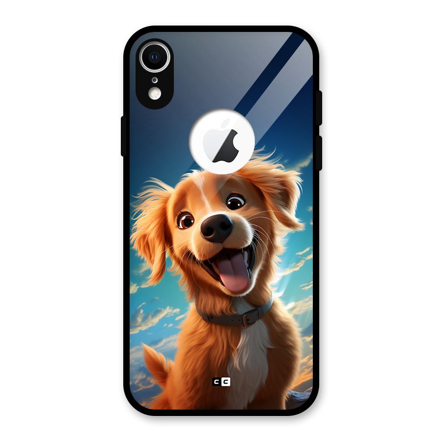 Happy Puppy Glass Back Case for iPhone XR Logo Cut
