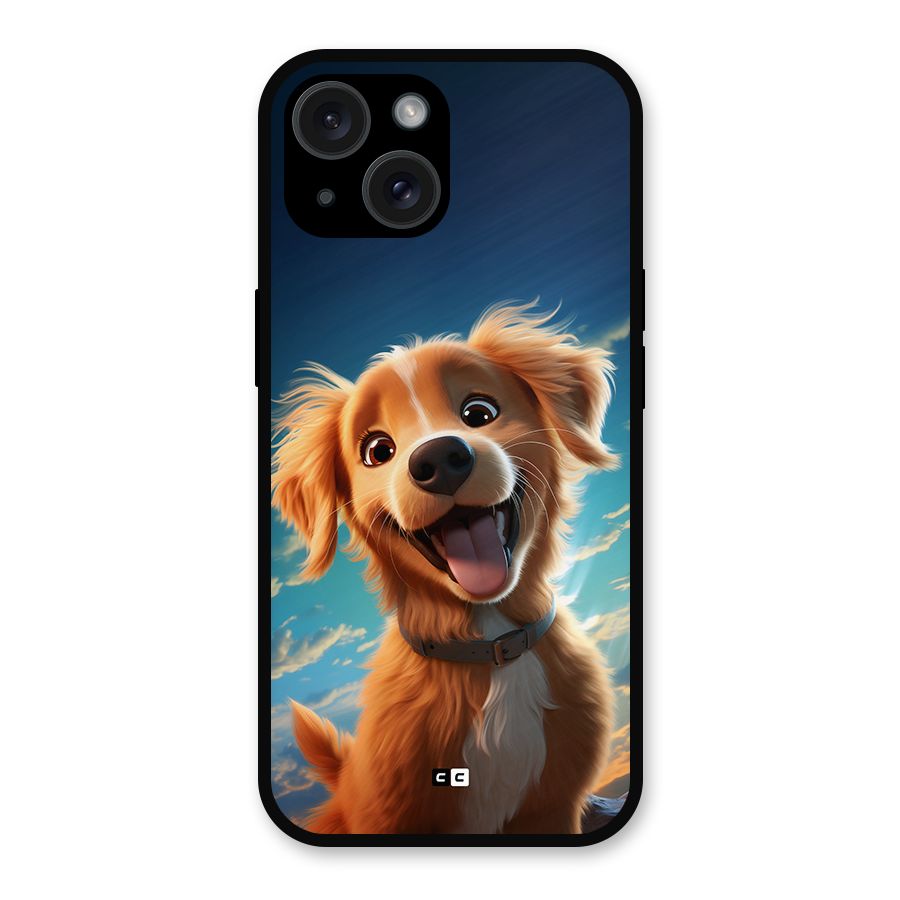 Happy Puppy Metal Back Case for iPhone 15
