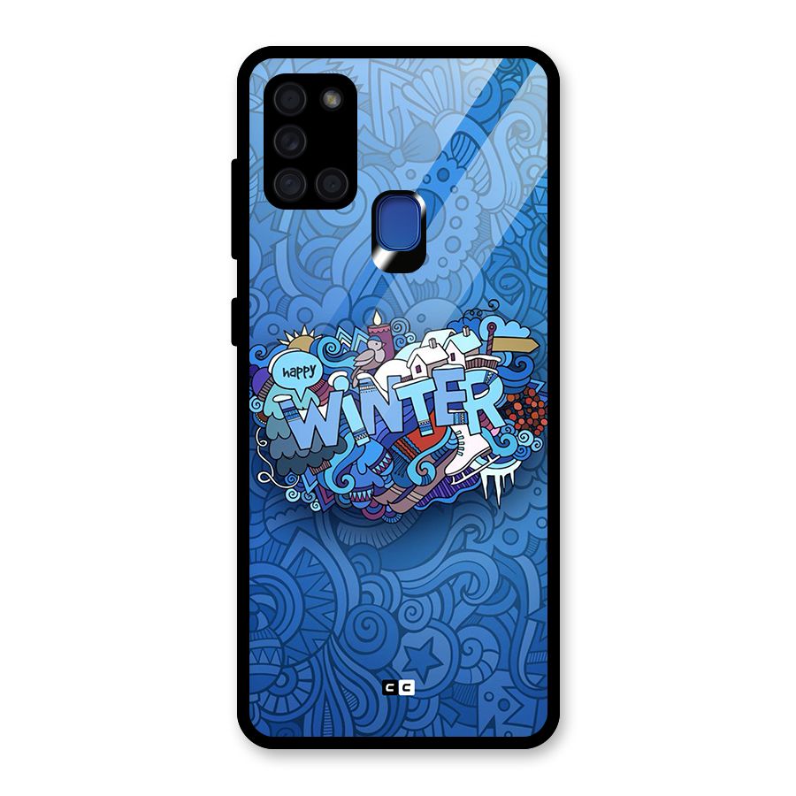Happy Winter Glass Back Case for Galaxy A21s