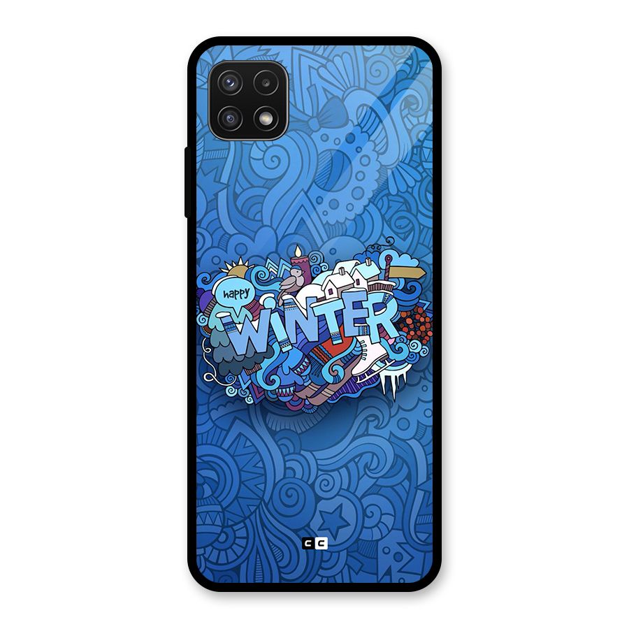 Happy Winter Glass Back Case for Galaxy A22 5G