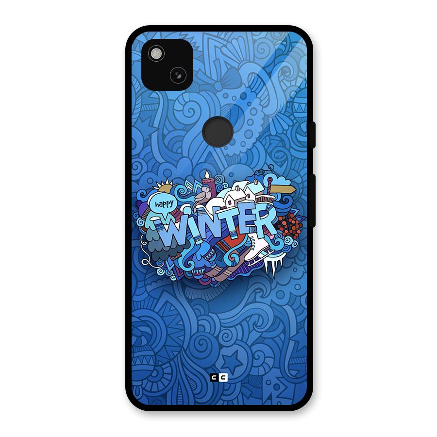 Happy Winter Glass Back Case for Google Pixel 4a