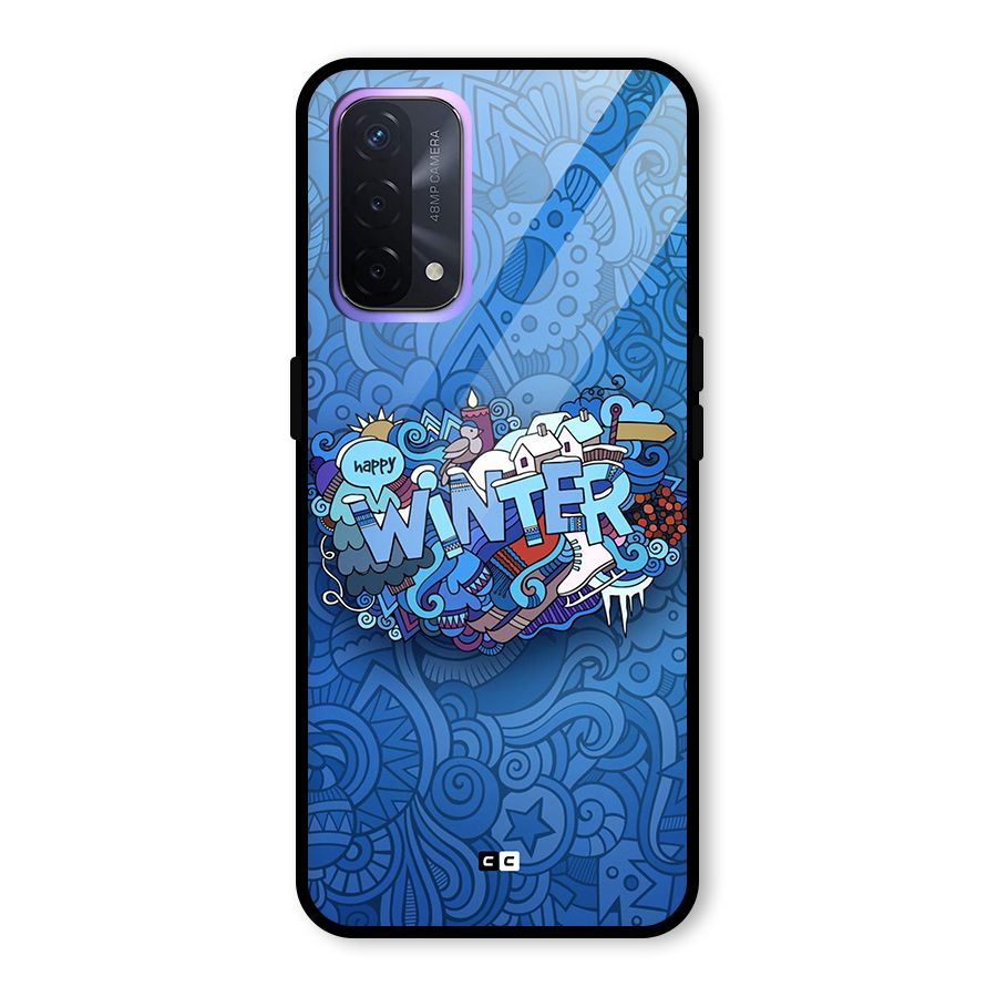 Happy Winter Glass Back Case for Oppo A74 5G