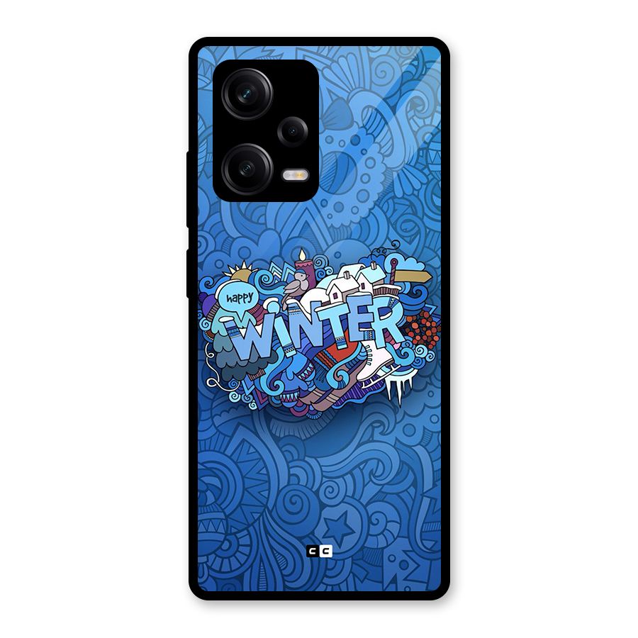 Happy Winter Glass Back Case for Redmi Note 12 Pro