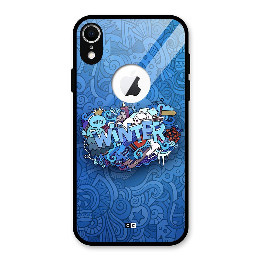 Happy Winter Glass Back Case for iPhone XR Logo Cut