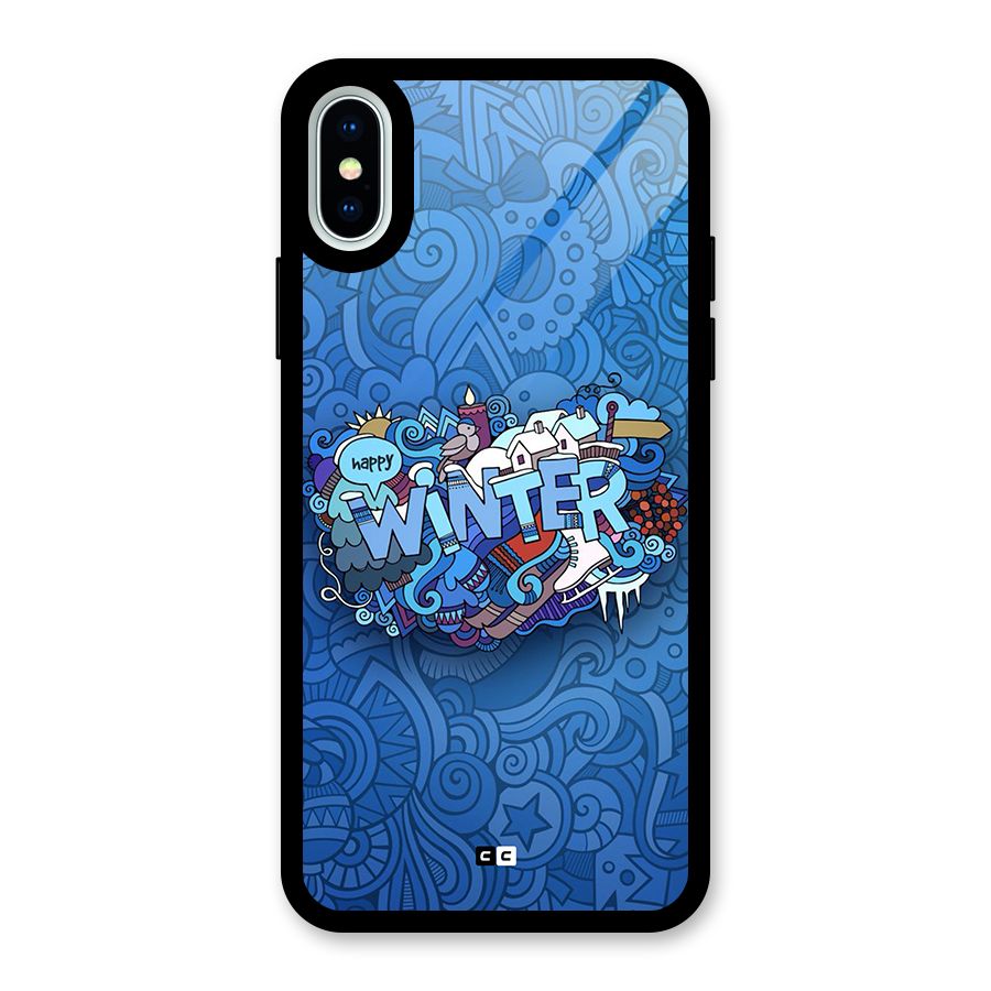 Happy Winter Glass Back Case for iPhone XS