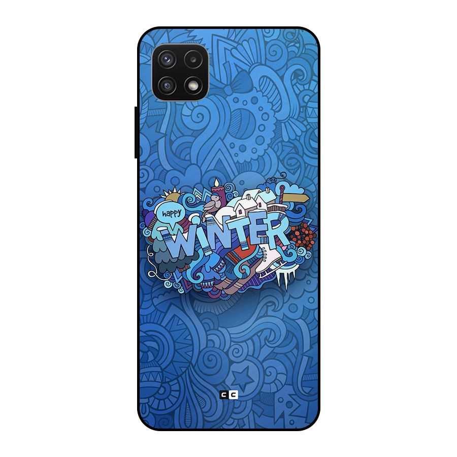Happy Winter Metal Back Case for Galaxy A22 5G