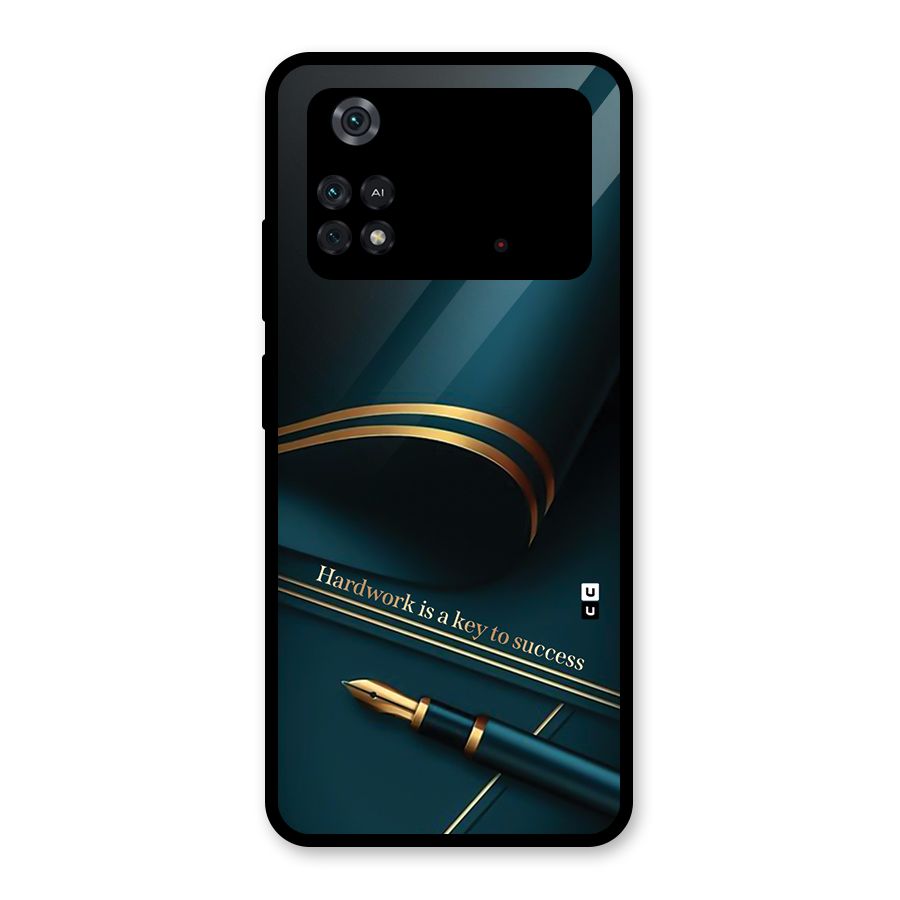 Hardwork Is Key Glass Back Case for Poco M4 Pro 4G