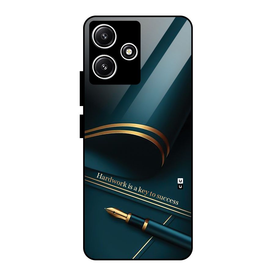 Hardwork Is Key Glass Back Case for Poco M6 Pro