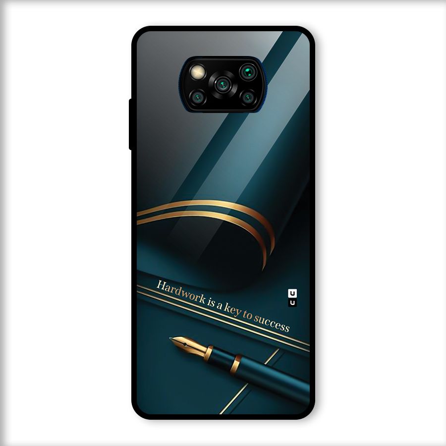 Hardwork Is Key Glass Back Case for Poco X3