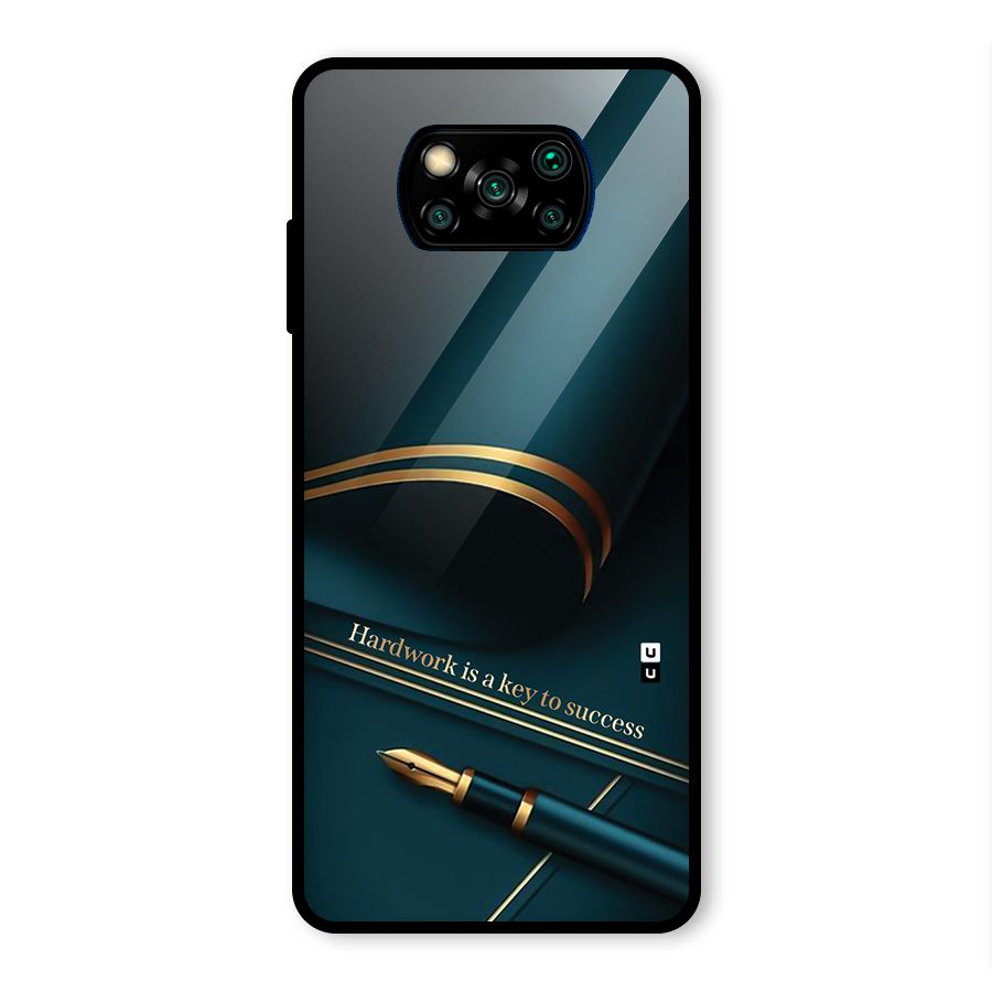 Hardwork Is Key Glass Back Case for Poco X3 Pro