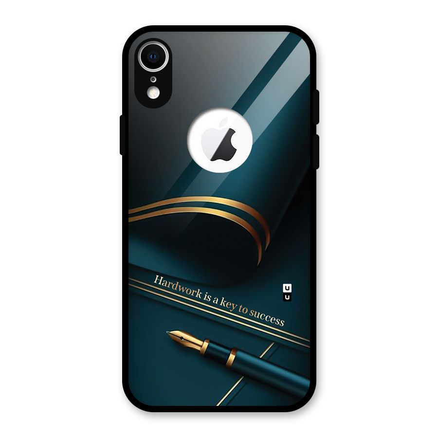 Hardwork Is Key Glass Back Case for iPhone XR Logo Cut