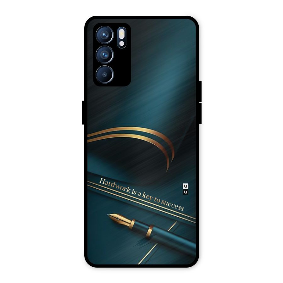 Hardwork Is Key Metal Back Case for Oppo Reno6 5G