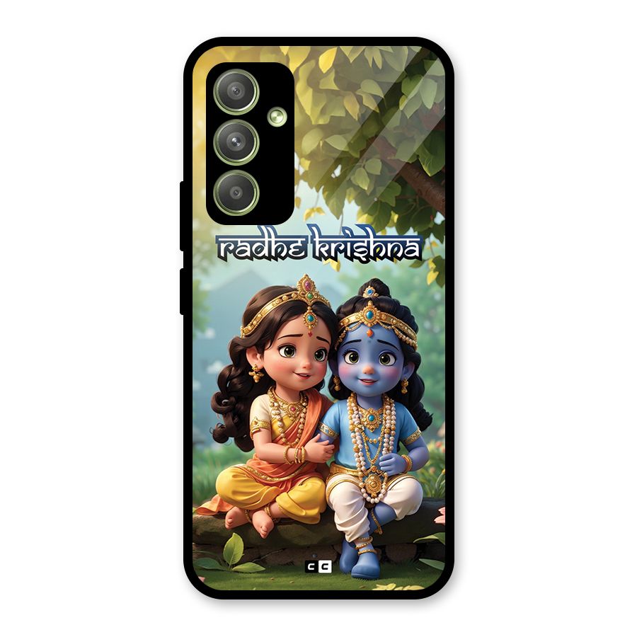 Hare Radhe Krishna Glass Back Case for Galaxy A54