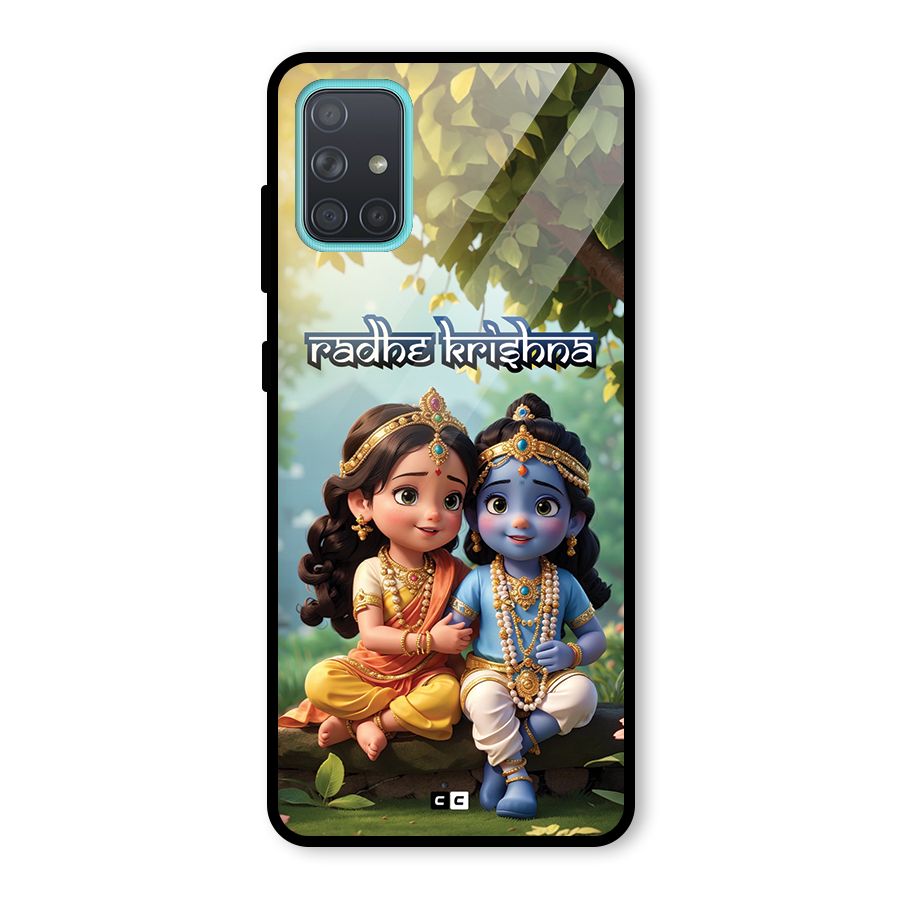 Hare Radhe Krishna Glass Back Case for Galaxy A71