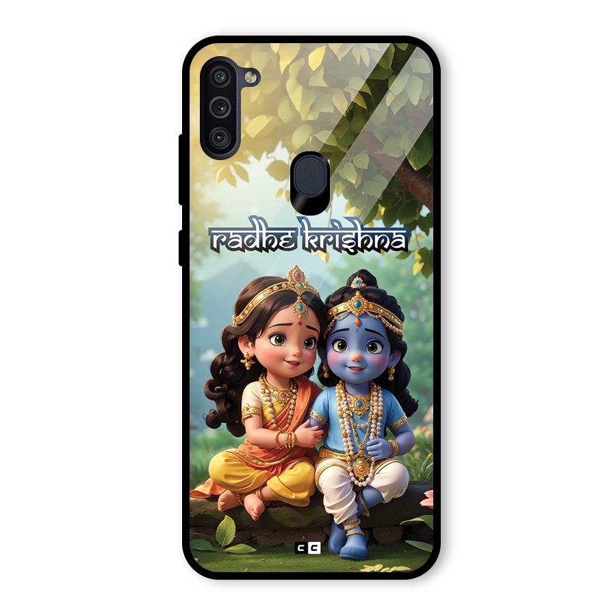 Hare Radhe Krishna Glass Back Case for Galaxy M11