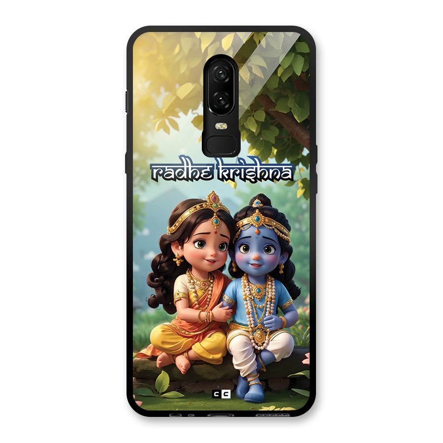 Hare Radhe Krishna Glass Back Case for OnePlus 6