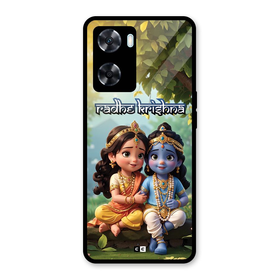 Hare Radhe Krishna Glass Back Case for Oppo A77s