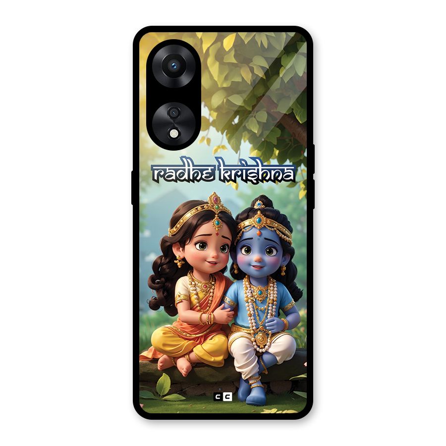 Hare Radhe Krishna Glass Back Case for Oppo A78