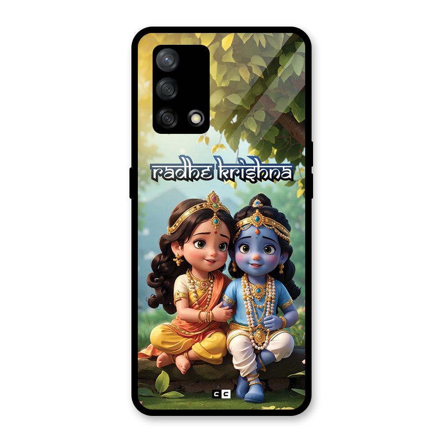 Hare Radhe Krishna Glass Back Case for Oppo F19