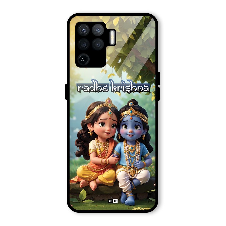 Hare Radhe Krishna Glass Back Case for Oppo F19 Pro