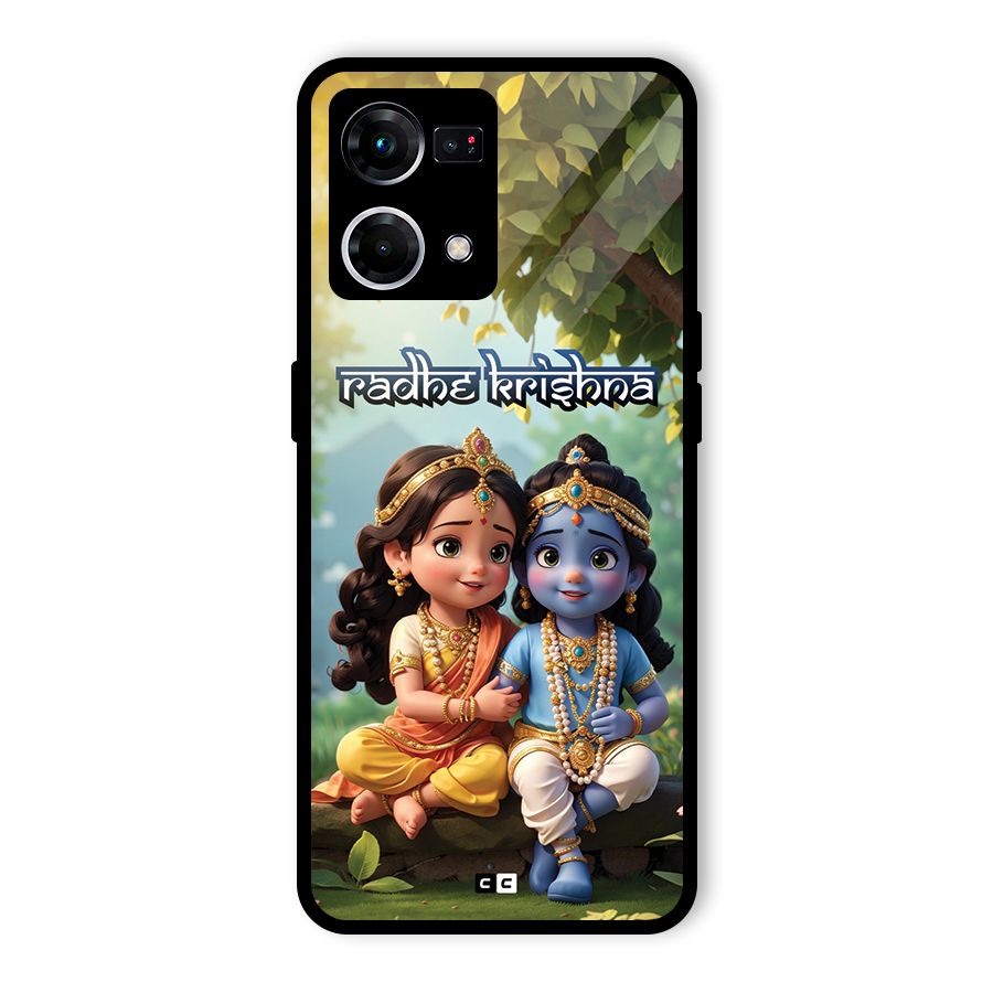 Hare Radhe Krishna Glass Back Case for Oppo F21 Pro 4G