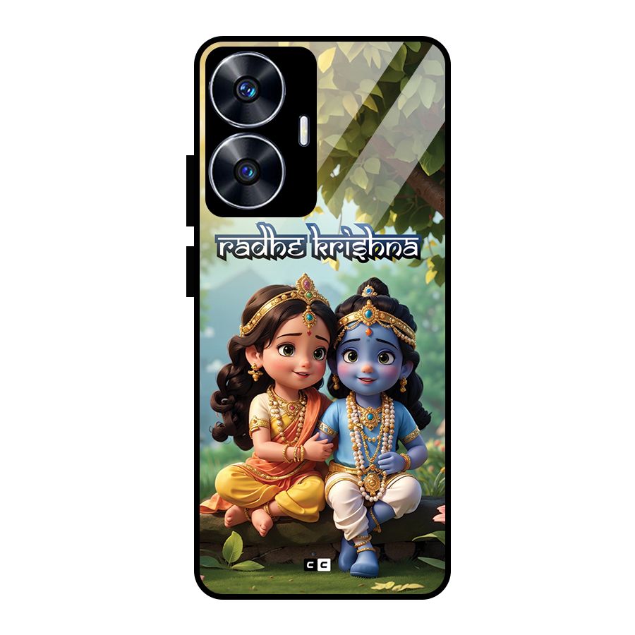 Hare Radhe Krishna Glass Back Case for Realme Narzo N55
