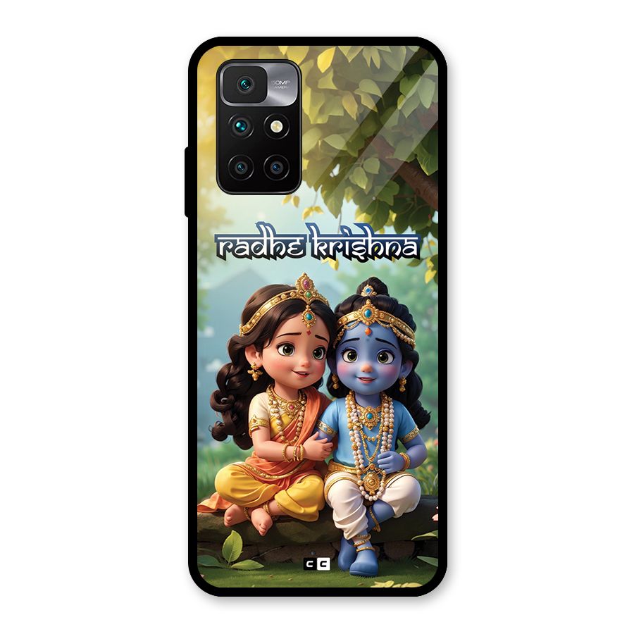 Hare Radhe Krishna Glass Back Case for Redmi 10 Prime