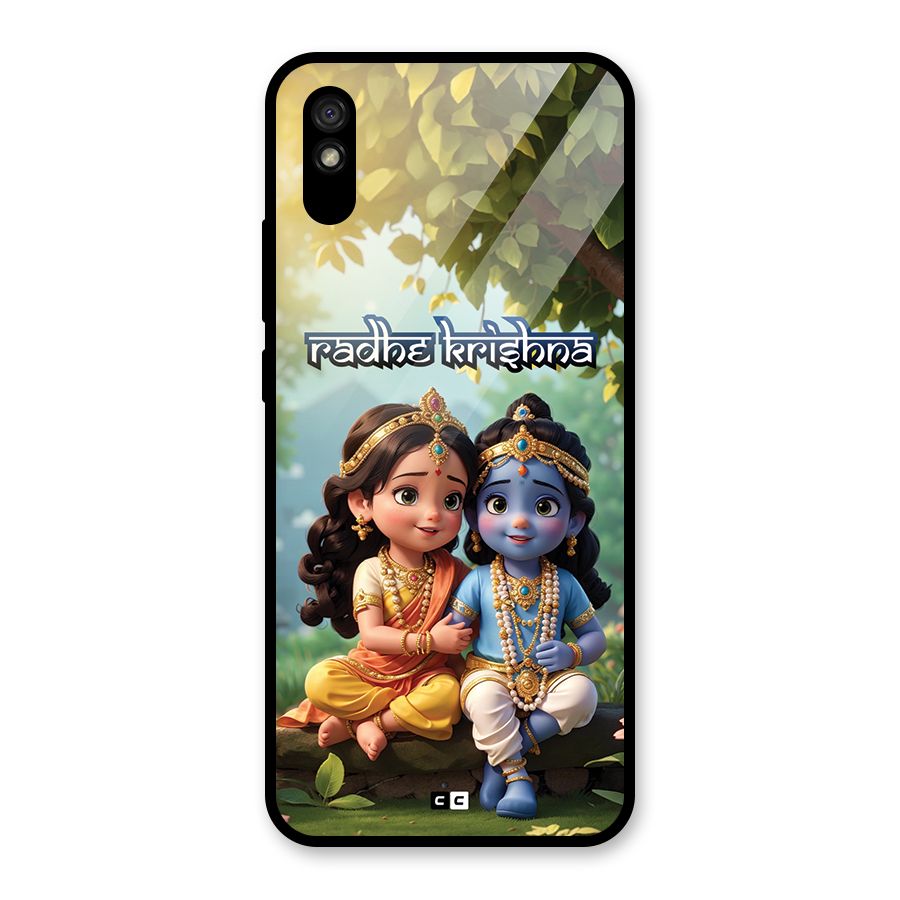 Hare Radhe Krishna Glass Back Case for Redmi 9i
