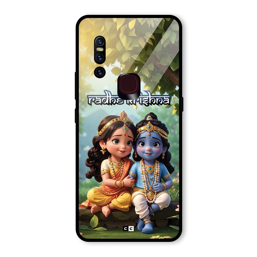Hare Radhe Krishna Glass Back Case for Vivo V15
