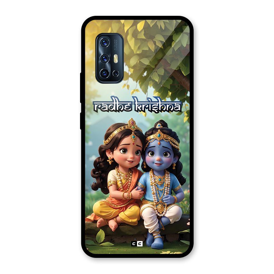 Hare Radhe Krishna Glass Back Case for Vivo V17