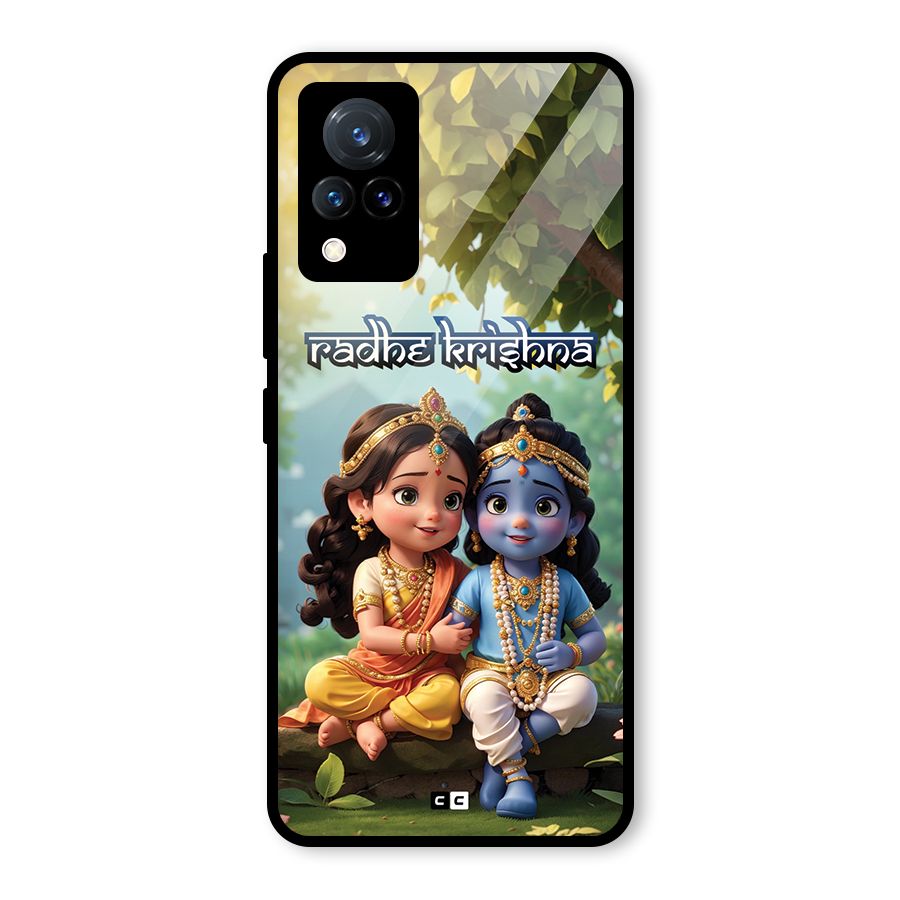 Hare Radhe Krishna Glass Back Case for Vivo V21 5G