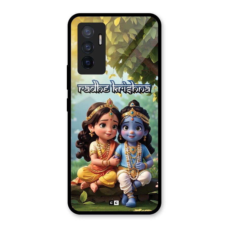 Hare Radhe Krishna Glass Back Case for Vivo V23e