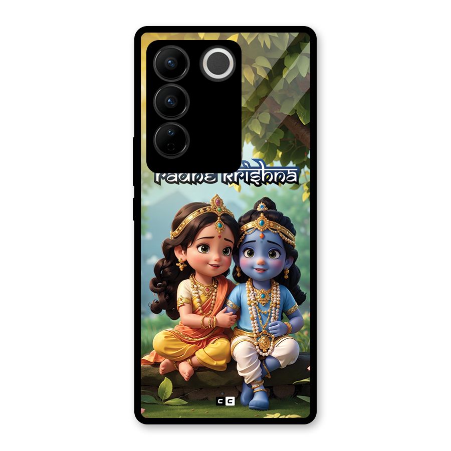 Hare Radhe Krishna Glass Back Case for Vivo V27
