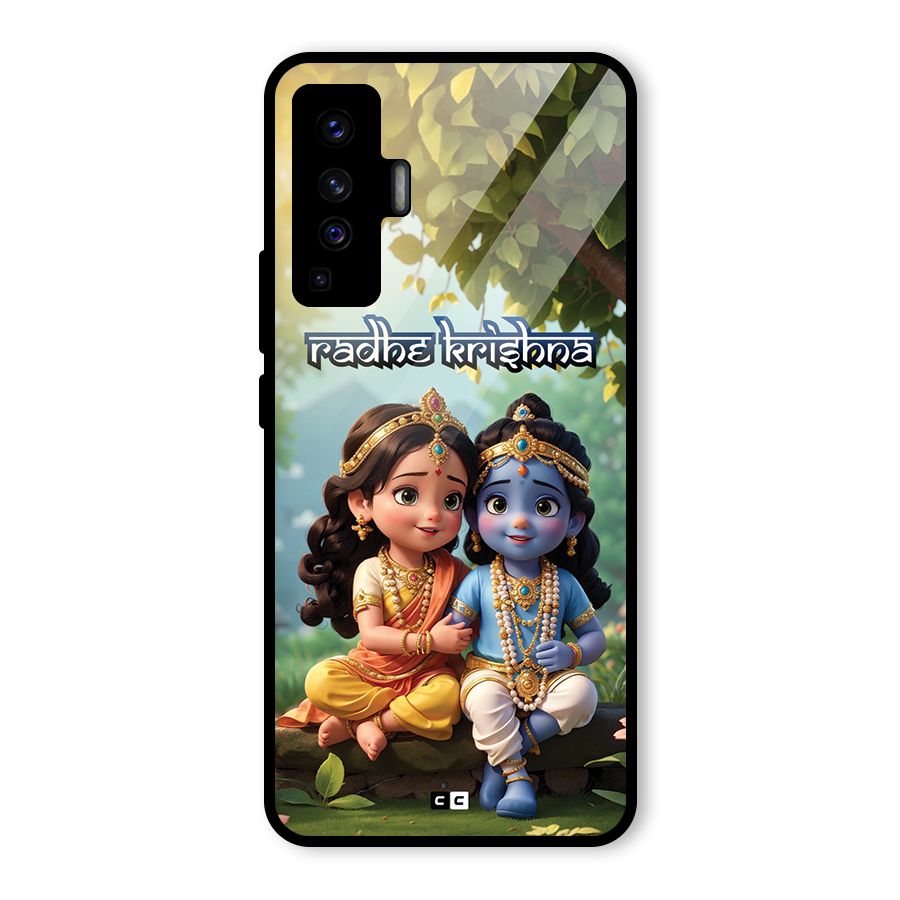 Hare Radhe Krishna Glass Back Case for Vivo X50