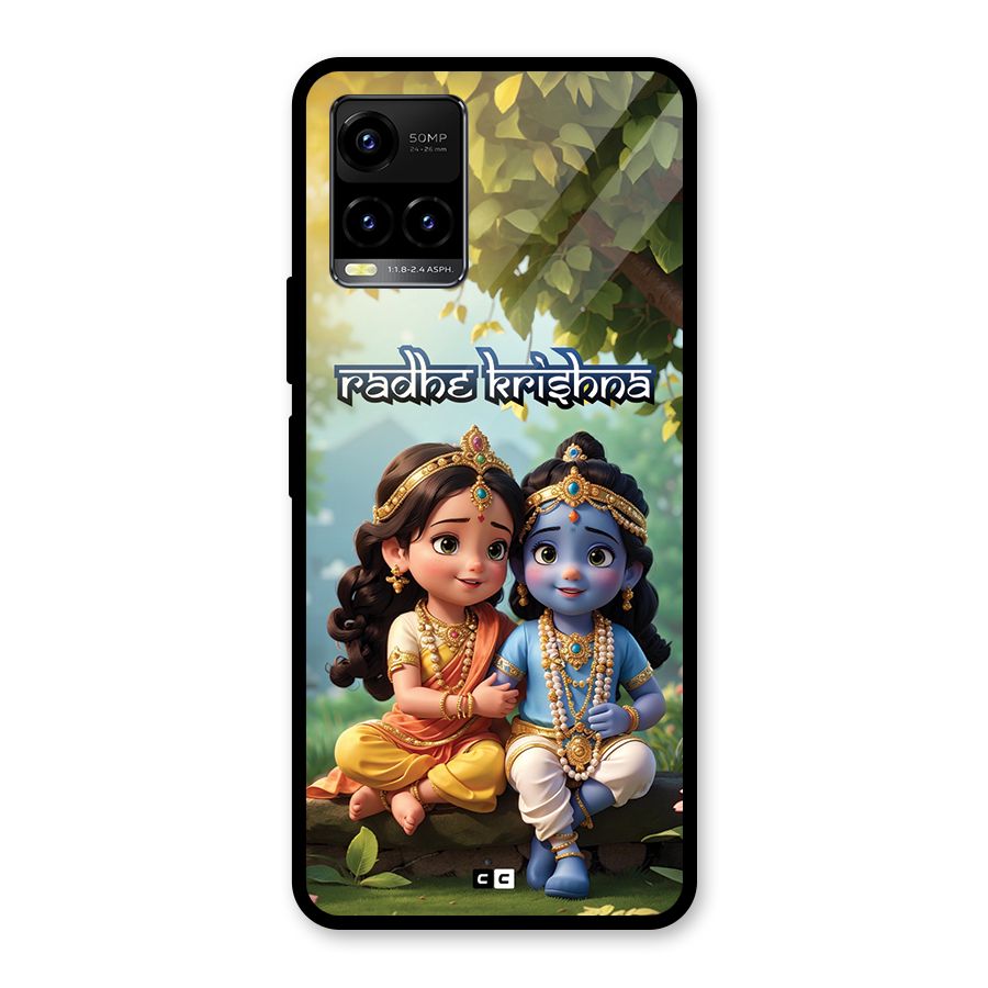 Hare Radhe Krishna Glass Back Case for Vivo Y21A