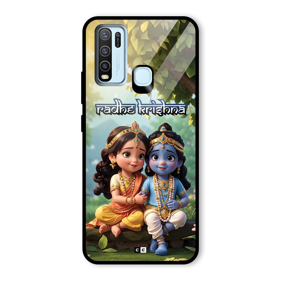 Hare Radhe Krishna Glass Back Case for Vivo Y30