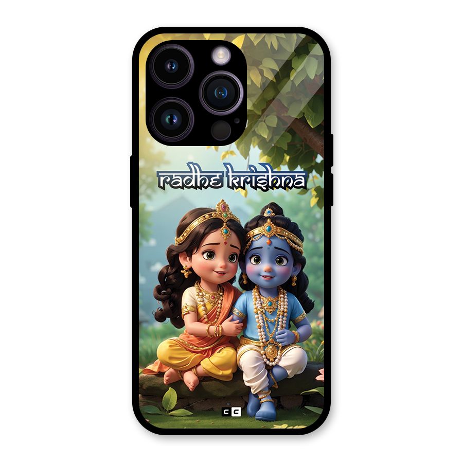 Hare Radhe Krishna Glass Back Case for iPhone 14 Pro