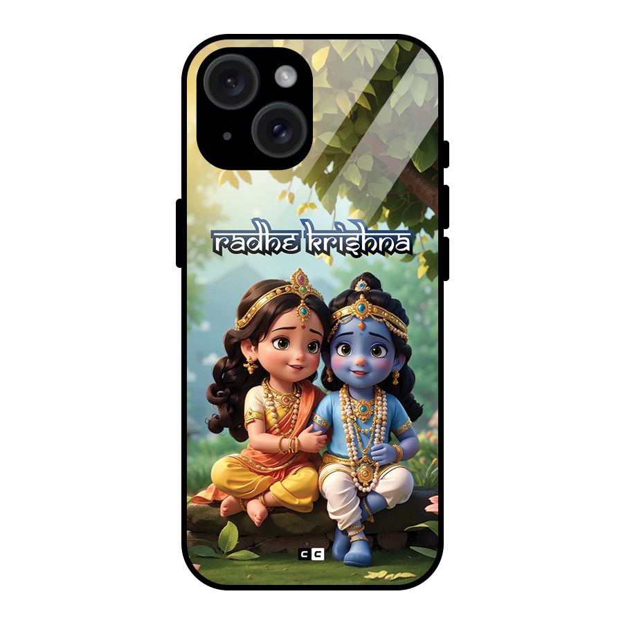 Hare Radhe Krishna Glass Back Case for iPhone 15