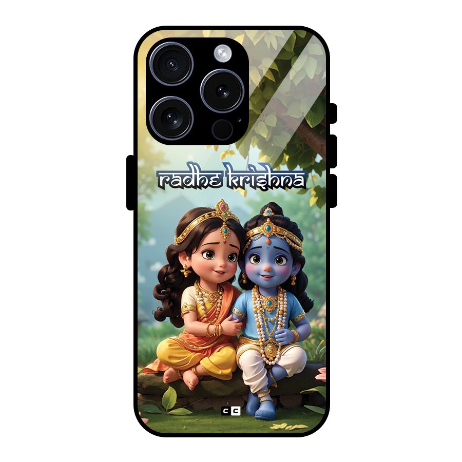 Hare Radhe Krishna Glass Back Case for iPhone 15 Pro