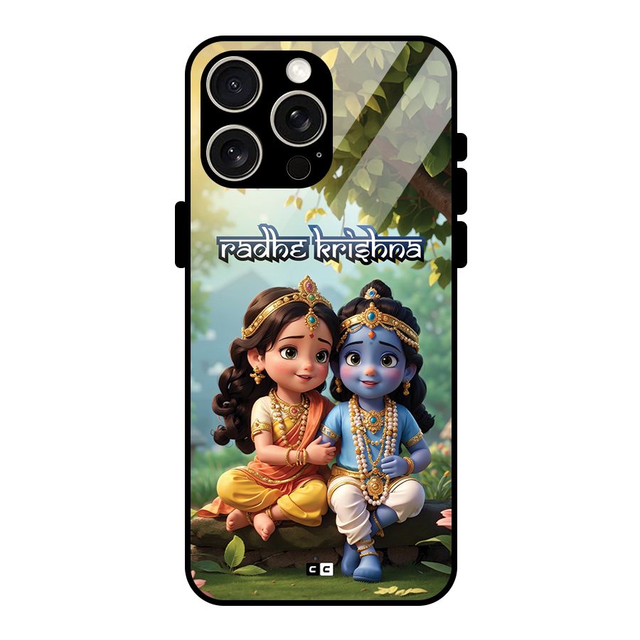 Hare Radhe Krishna Glass Back Case for iPhone 15 Pro Max