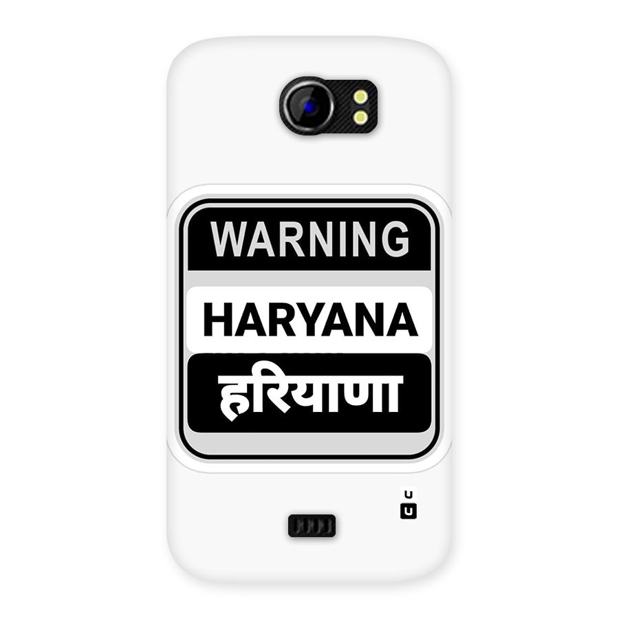 Haryana Warning Back Case for Canvas 2 A110