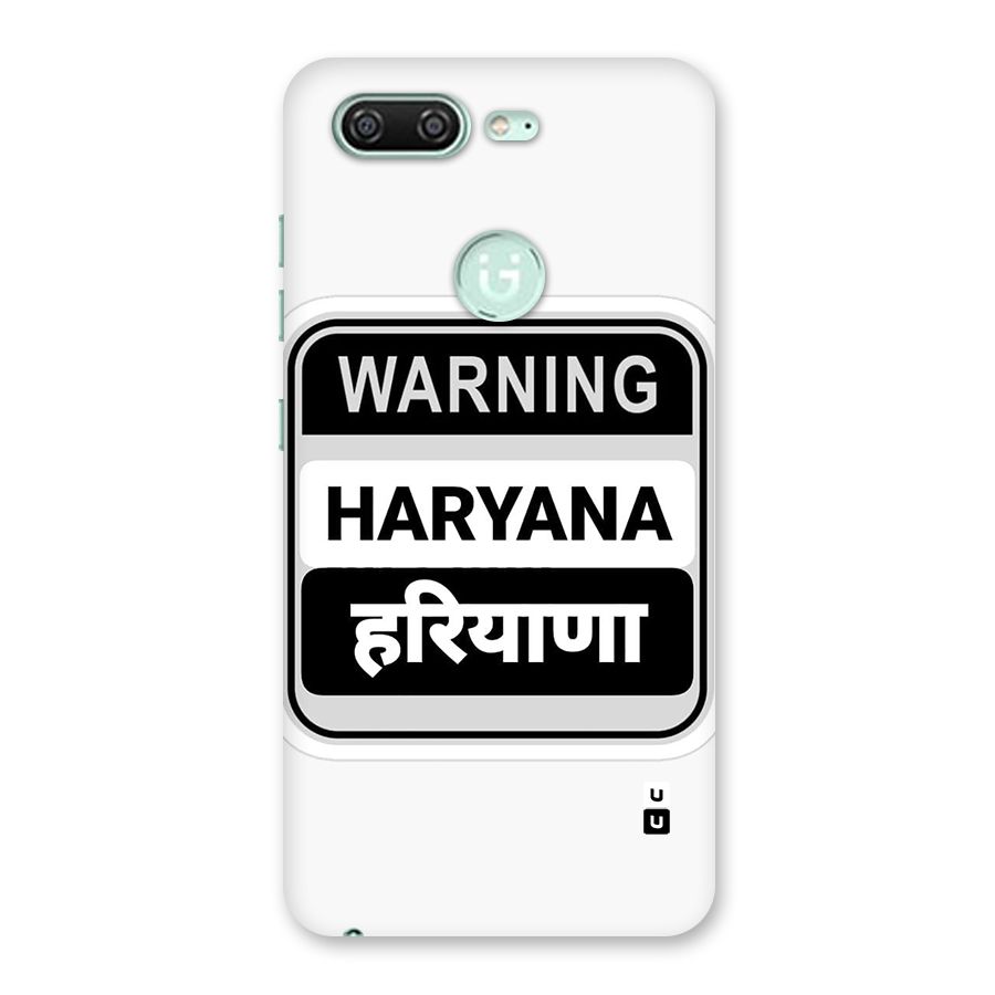 Haryana Warning Back Case for Gionee S10
