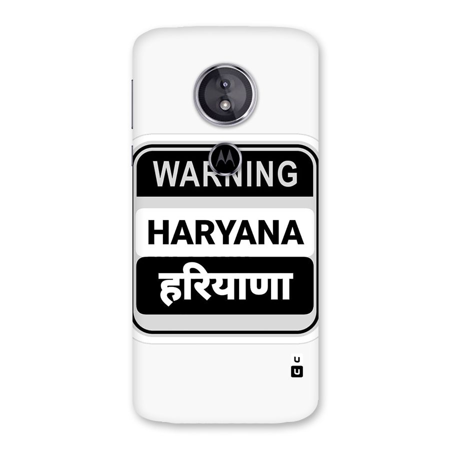 Haryana Warning Back Case for Moto E5