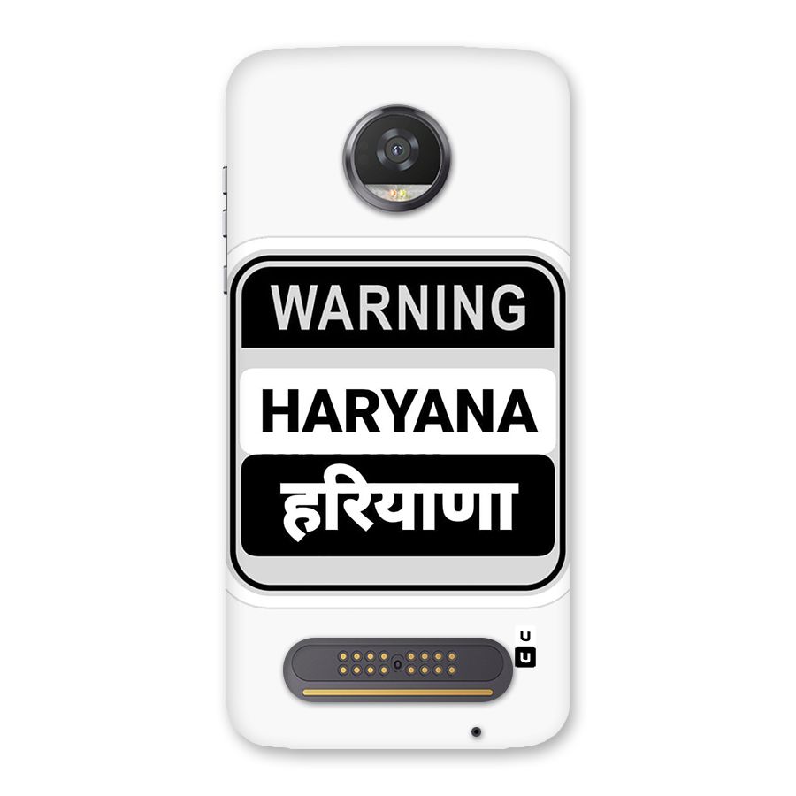 Haryana Warning Back Case for Moto Z2 Play