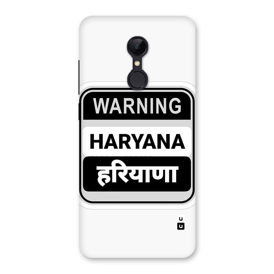 Haryana Warning Back Case for Redmi 5