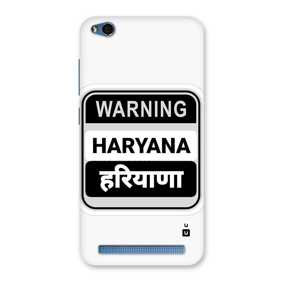 Haryana Warning Back Case for Redmi 5A