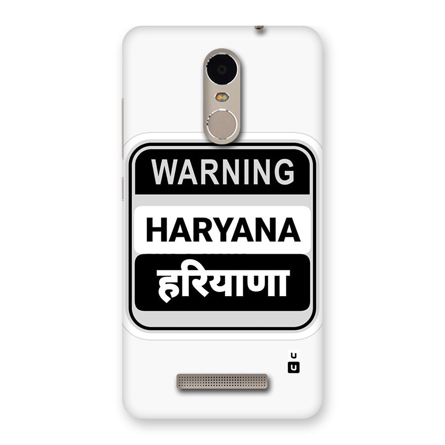 Haryana Warning Back Case for Redmi Note 3