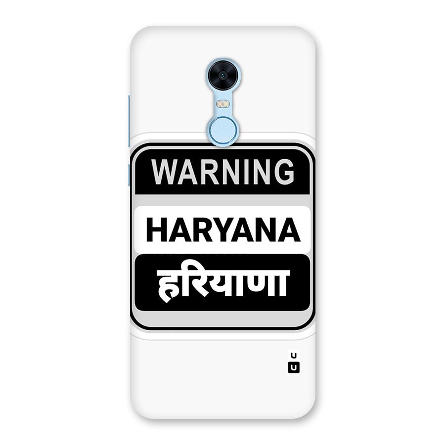 Haryana Warning Back Case for Redmi Note 5